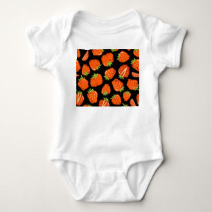 Strawberries Black: Vintage Seamless Texture Baby Bodysuit