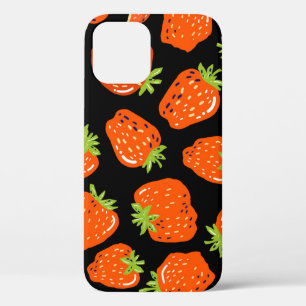 Strawberries Black: Vintage Seamless Texture iPhone 12 Case
