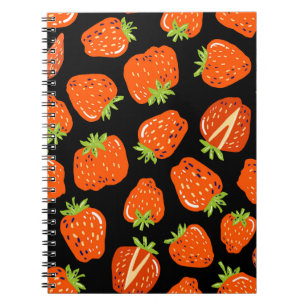 Strawberries Black: Vintage Seamless Texture Notebook