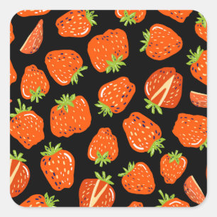 Strawberries Black: Vintage Seamless Texture Square Sticker