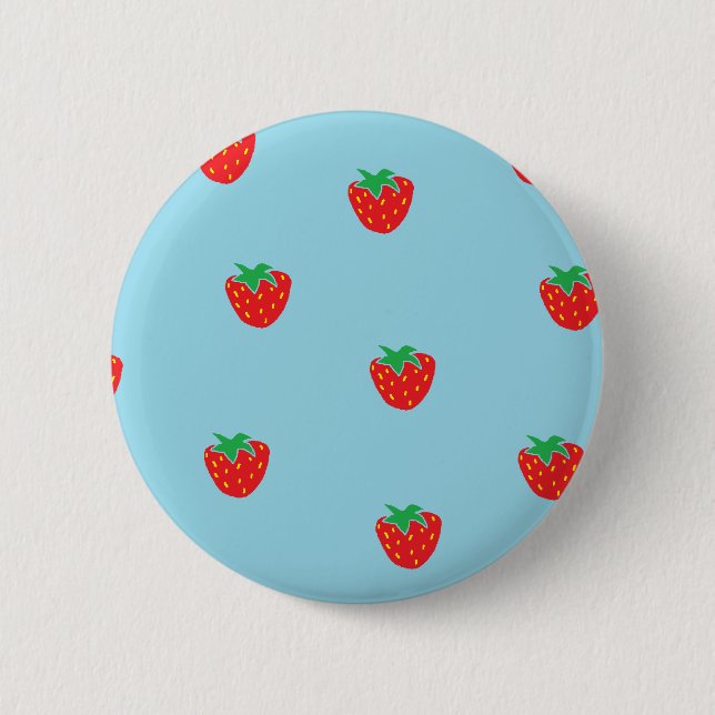 Strawberries Blue 6 Cm Round Badge (Front)