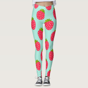 Strawberries blue pattern Leggings