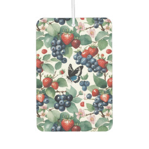 Strawberries Blueberries and Butterflies Floral Car Air Freshener