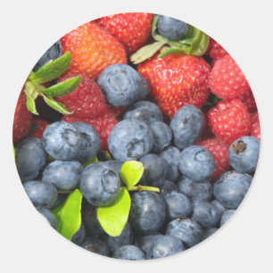 Strawberries Blueberries and Raspberries Classic Round Sticker