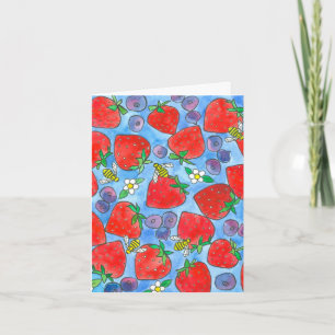 Strawberries Blueberries Bees Thank You Card