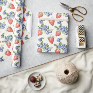Strawberries Blueberries Fruit Wrapping Paper