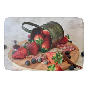 Strawberries Blueberries Fruits and Sweets Bath Mat