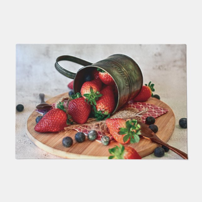 Strawberries Blueberries Fruits and Sweets Doormat (Front)