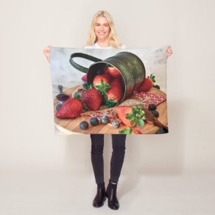 Strawberries Blueberries Fruits and Sweets Fleece Blanket
