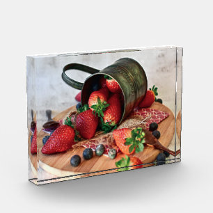Strawberries Blueberries Fruits and Sweets Photo Block