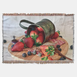 Strawberries Blueberries Fruits and Sweets Throw Blanket