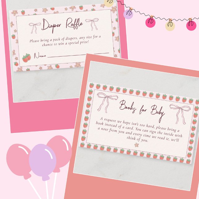 Strawberries Book for baby Summer Baby Shower Enclosure Card (Creator Uploaded)