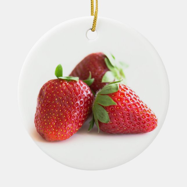 Strawberries Ceramic Ornament (Front)