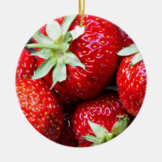 Strawberries Ceramic Ornament (Front)