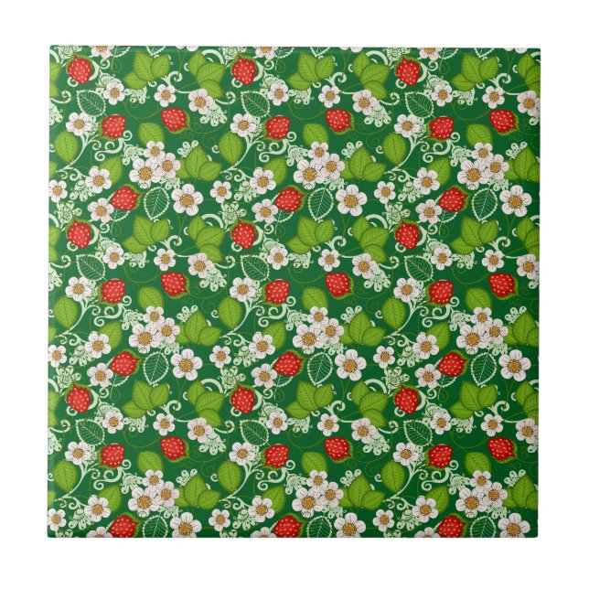 Strawberries Ceramic Tile (Front)