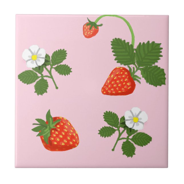 Strawberries Ceramic Tile (Front)
