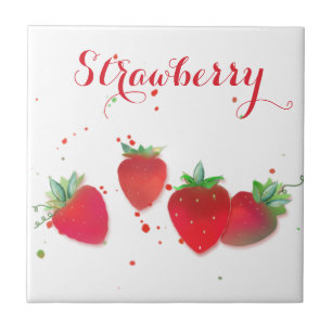 Strawberries Ceramic Tile, Small (4.25" x 4.25") Tile