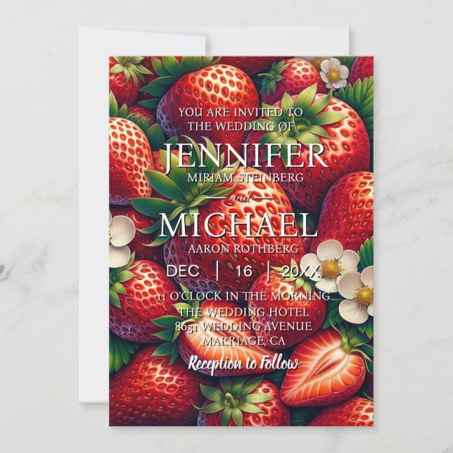 Strawberries Classic Wedding Invitations (Front)