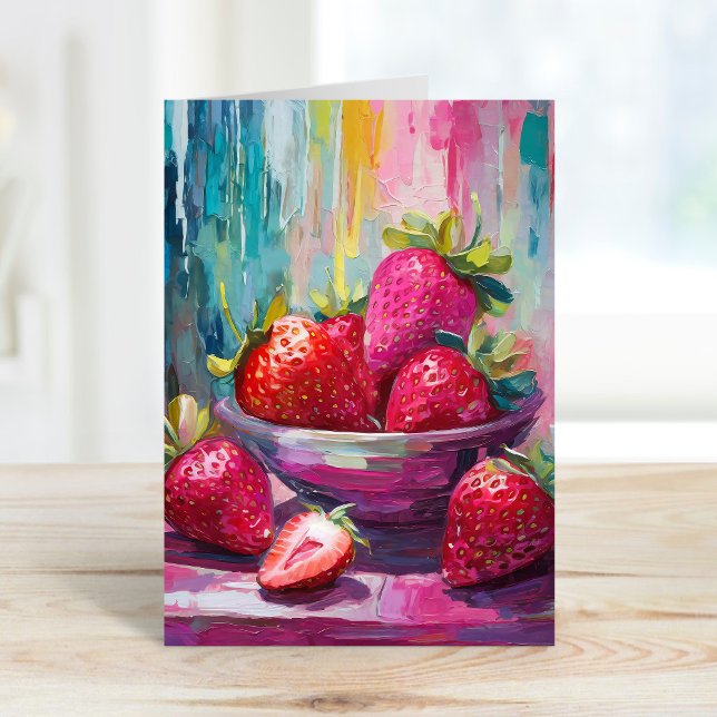 Strawberries Colourful Modern Abstract Painting Card (Creator Uploaded)