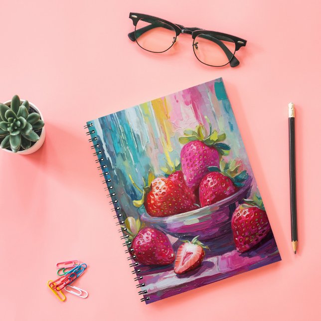 Strawberries Colourful Modern Abstract Painting Notebook (Creator Uploaded)