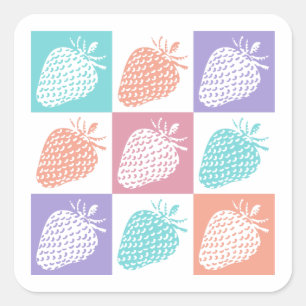 Strawberries Colourful Summer Square Sticker