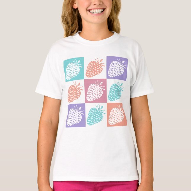 Strawberries Colourful Summer T-Shirt (Front)