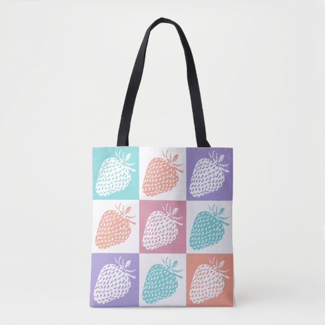 Strawberries Colourful Summer Tote Bag (Front)