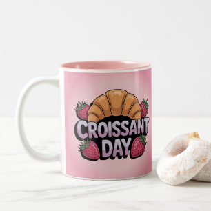 Strawberries Croissant Day Pink Mug