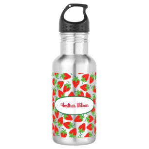 Strawberries Cute Kids Water Bottle with Name