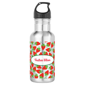 Strawberries Cute Kids Water Bottle with Name
