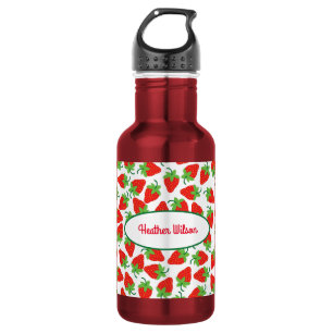 Strawberries Cute Kids Water Bottle with Name