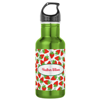 Strawberries Cute Kids Water Bottle with Name