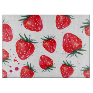 Strawberries Decorative Glass Cutting Board