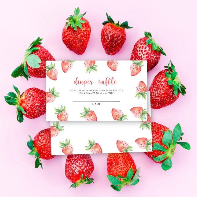 Strawberries - diaper raffle baby shower enclosure card (Creator Uploaded)