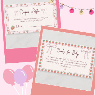 Strawberries Diaper Raffle Summer Baby Shower Enclosure Card