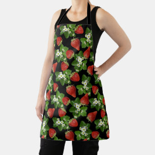 Strawberries Farm Fresh Black Apron