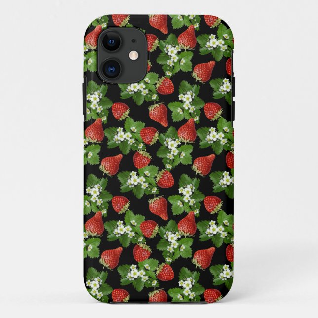 Strawberries Farm Fresh Black Case-Mate iPhone Case (Back)