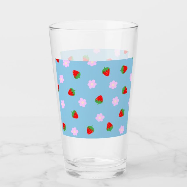 Strawberries & Flowers Glass (Front)