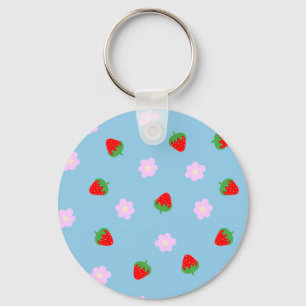 Strawberries & Flowers Key Ring