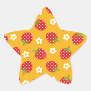 Strawberries & Flowers Star Sticker