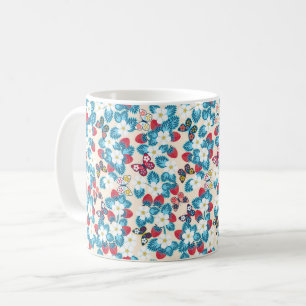 Strawberries folk coffee mug