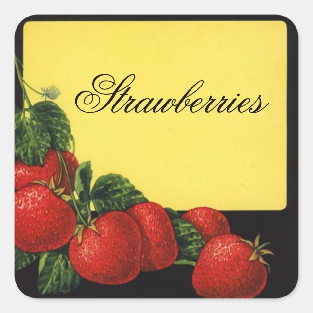STRAWBERRIES Fruit Preserve,Canning Square Sticker (Front)