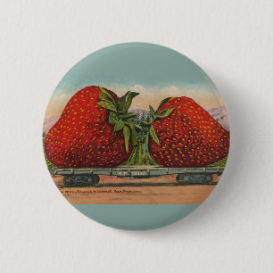 Strawberries Giant Antique Fruit Fun 6 Cm Round Badge