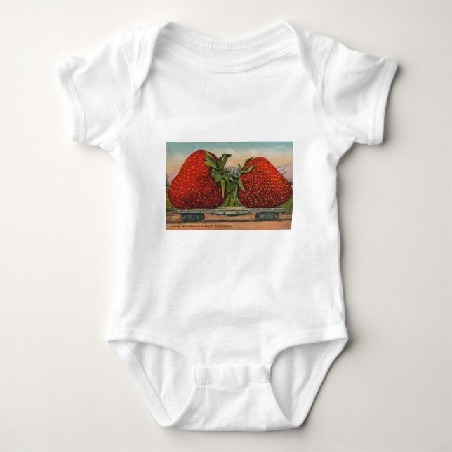 Strawberries Giant Antique Fruit Fun Baby Bodysuit (Front)