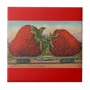 Strawberries Giant Antique Fruit Fun Ceramic Tile