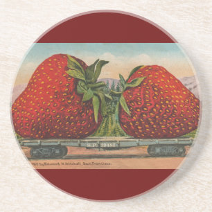 Strawberries Giant Antique Fruit Fun Coaster