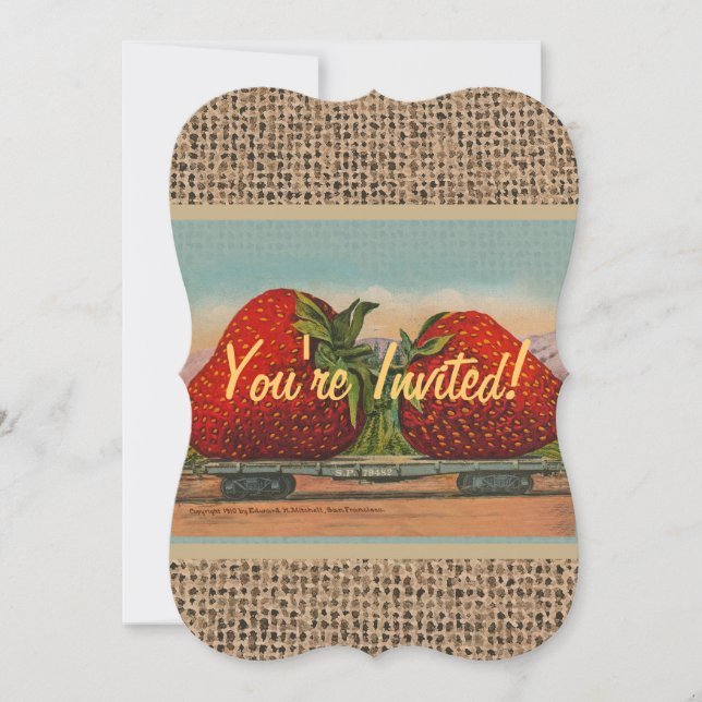 Strawberries Giant Antique Fruit Fun Invitation (Front)