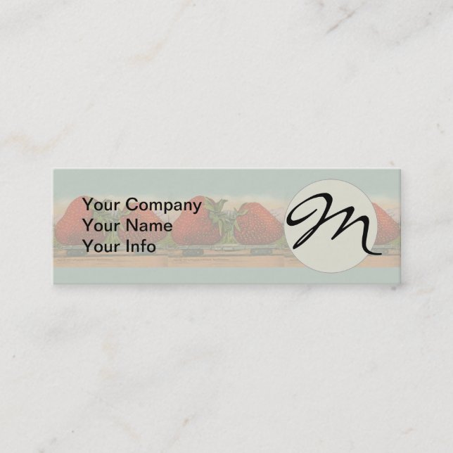 Strawberries Giant Antique Fruit Fun Mini Business Card (Front)