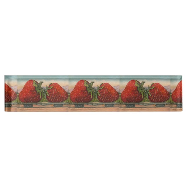 Strawberries Giant Antique Fruit Fun Nameplate (Front)