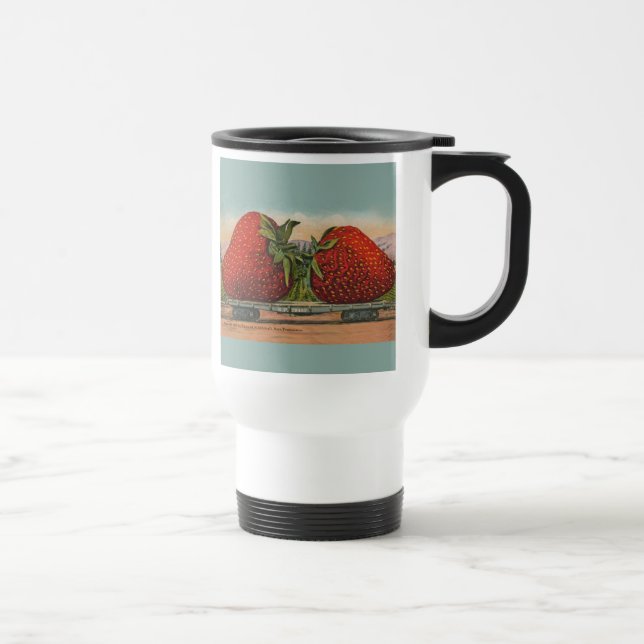 Strawberries Giant Antique Fruit Fun Travel Mug (Right)